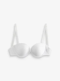 Wit - Nude beha voor een glad silhouet zonder bandjes met transparante achterkant