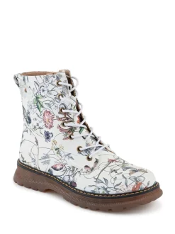 Wit - Pavers Lace Up Floral Boots