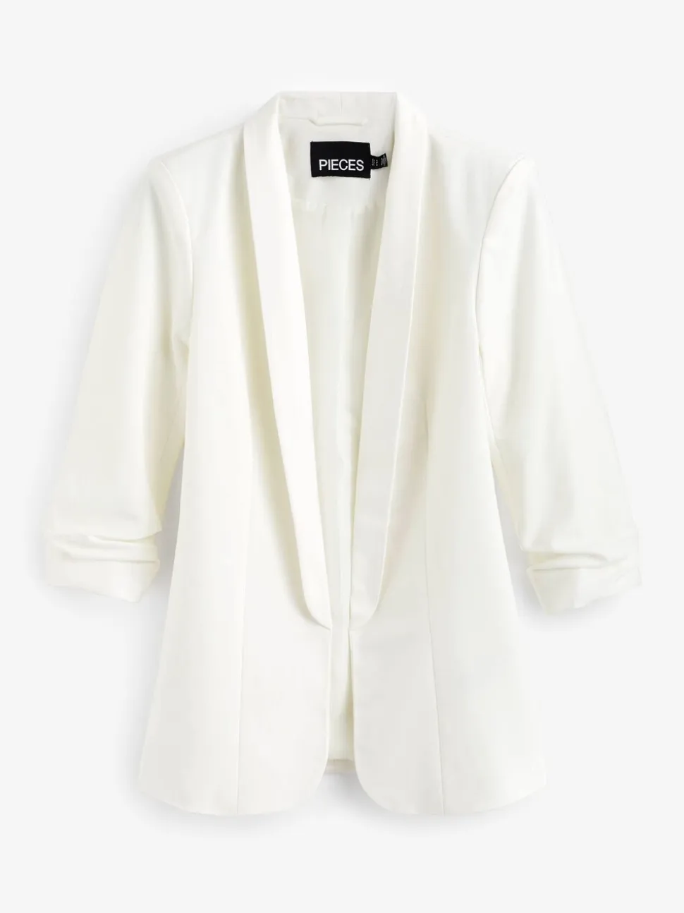 Wit - Pieces blazer met gerimpelde mouwen