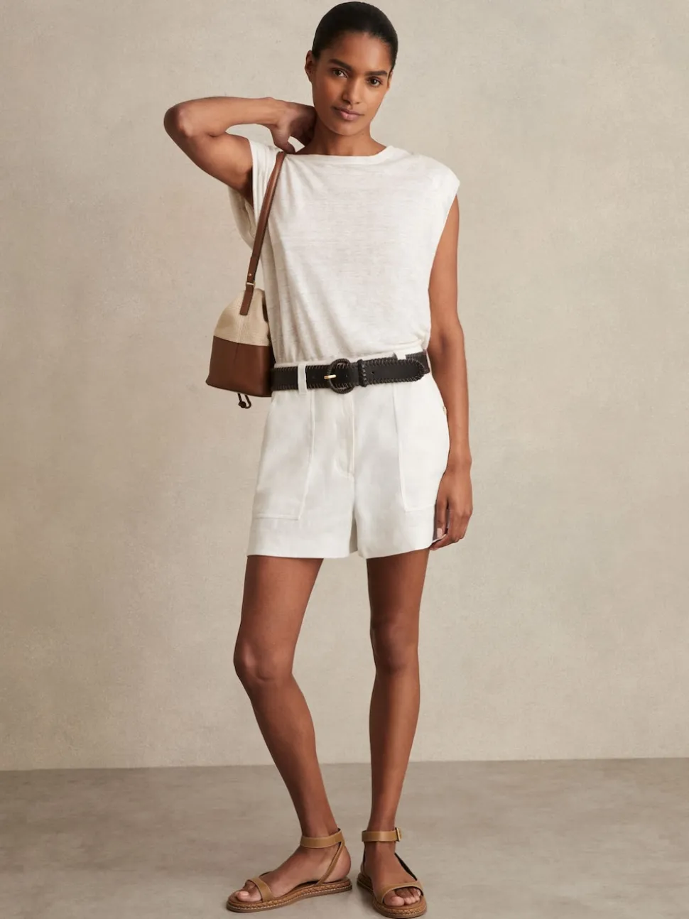 Wit - Reiss Ashby Linnen Shorts