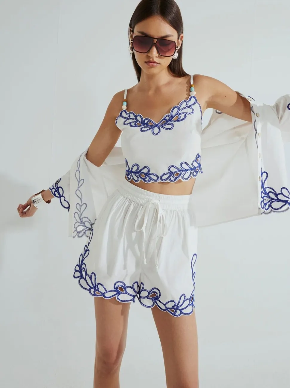 Wit - River Island Broderie Shorts