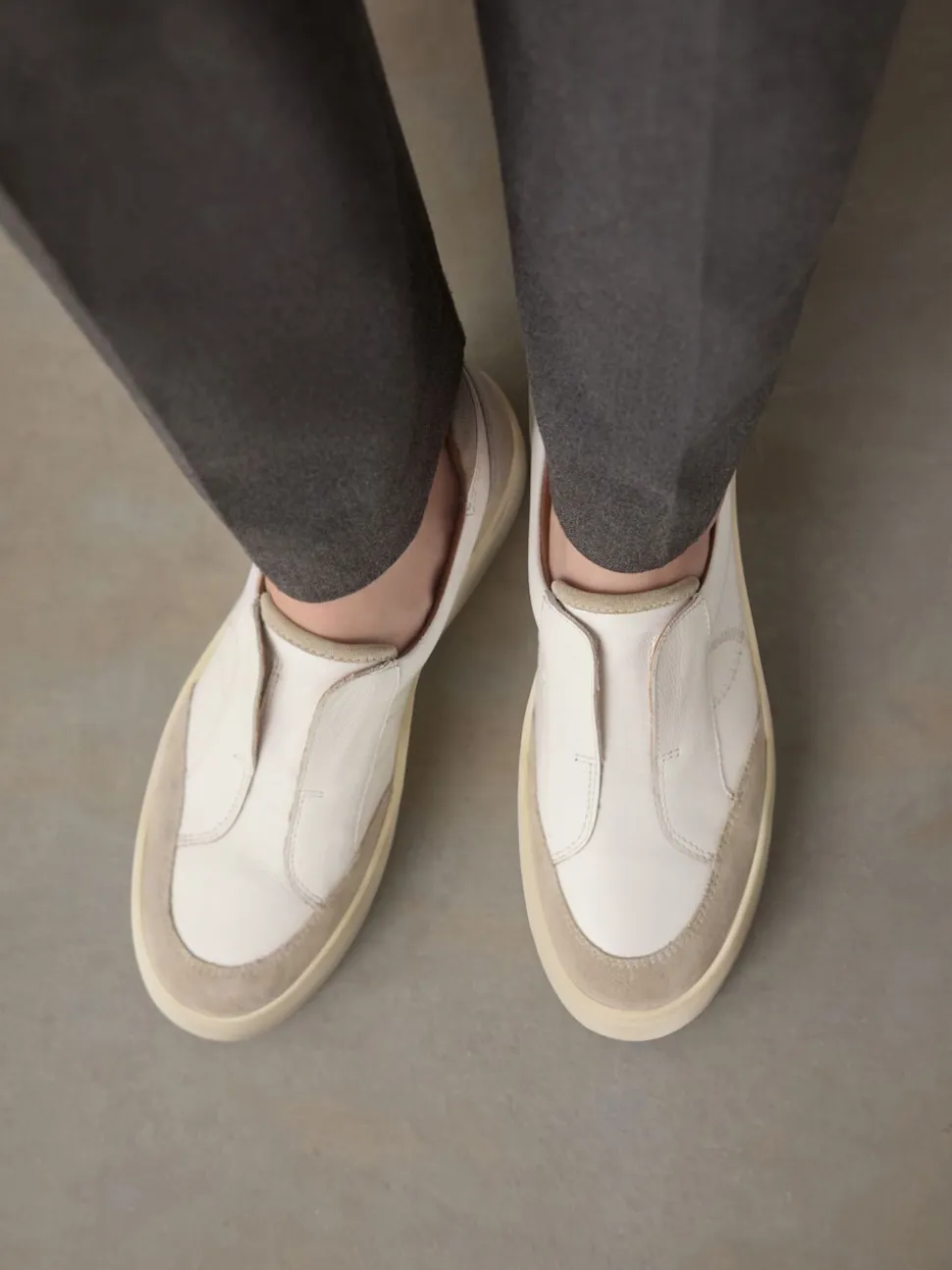 Wit - Signature leren instapsneakers met dikke zool en plateauzool