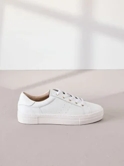 Wit - Signature premium leren schoenen met vetersluiting
