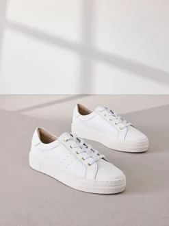 Wit - Signature premium leren schoenen met vetersluiting