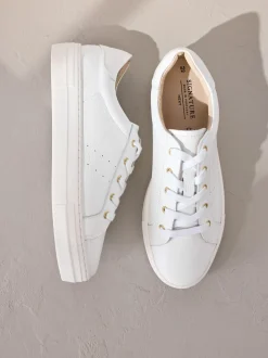 Wit - Signature premium leren schoenen met vetersluiting