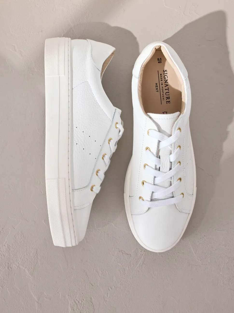 Wit - Signature premium leren schoenen met vetersluiting