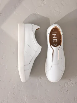 Wit - Signature Premium Leather Laceless Slip-On Trainers