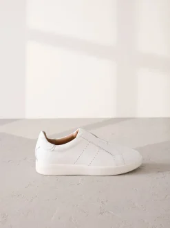 Wit - Signature Premium Leather Laceless Slip-On Trainers