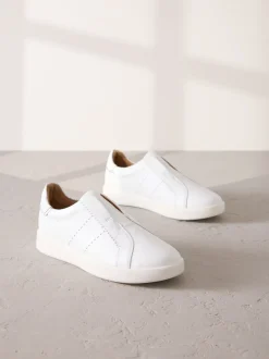 Wit - Signature Premium Leather Laceless Slip-On Trainers