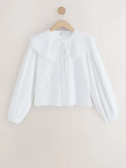 Wit - Statement Collar Broderie Long Sleeve Blouse