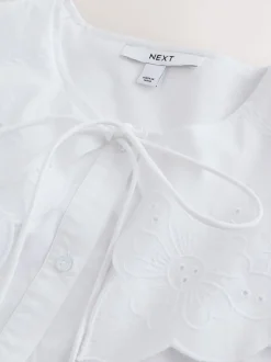 Wit - Statement Collar Broderie Long Sleeve Blouse