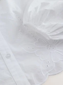 Wit - Statement Collar Broderie Long Sleeve Blouse