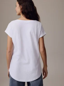 Wit - T-shirt met kapmouwtjes