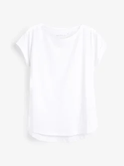 Wit - T-shirt met kapmouwtjes