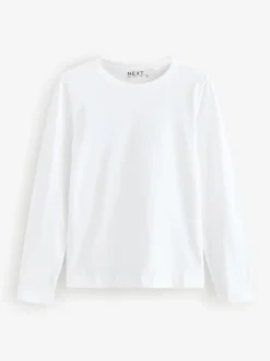 Wit - T-shirt met lange mouwen en ronde hals