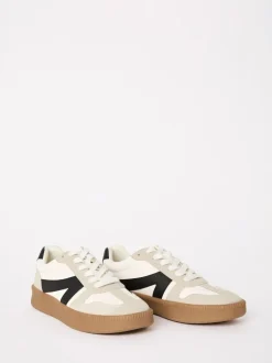 Wit en zwart - Friends Like These Lace Up Retro Gumsole Sports Trainers