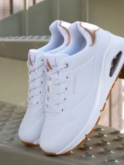Wit katoen - Skechers goudkleurige damessneakers met standaard pasvorm Uno