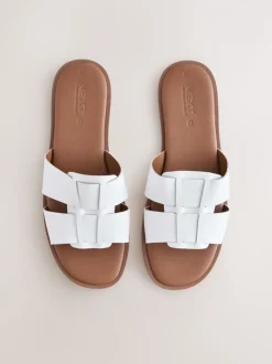 Wit leer - Slotted Muilsandalen
