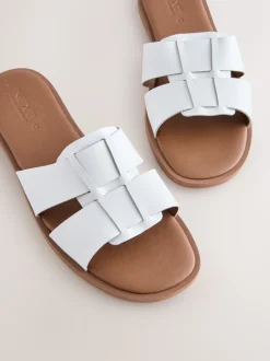 Wit leer - Slotted Muilsandalen