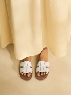 Wit leer - Slotted Muilsandalen