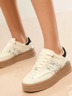 Wit met luipaardprint - Lipsy Print Side Stripe Chunky Gum Sports Trainers