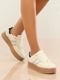 Wit met luipaardprint - Lipsy Print Side Stripe Chunky Gum Sports Trainers
