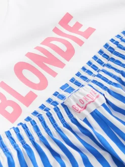 Wit/blauw gestreept - Blondie Short Sleeve Pyjamas