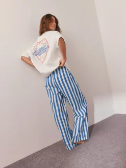 Wit/blauw gestreept - Blondie Short Sleeve Pyjamas