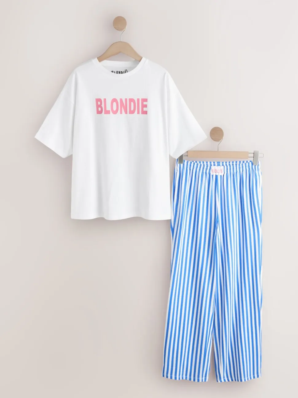 Wit/blauw gestreept - Blondie Short Sleeve Pyjamas