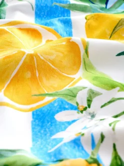 Wit/Blauw Strepen citroen Print - Buikcorrigerend DD+ badpak met beugels en ronde hals