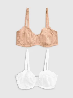 Wit/huidskleur - 2 Strapless DD+ beha's zonder vulling