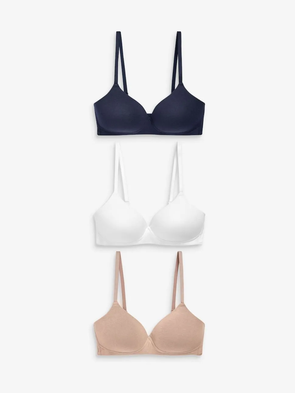 Wit/marineblauw/roze - Katoenmix ultiem comfort beha's verpakking van 3