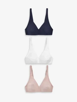 Wit/marineblauw/roze - Katoenmix ultiem comfort beha's verpakking van 3