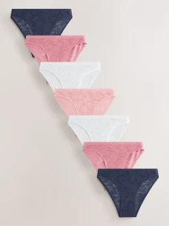 Wit/roze/praline huidskleur - Comfort Bonded Lace Knickers 7 Pack