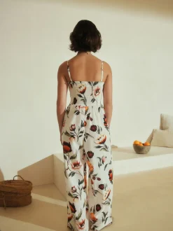 Witte basis - Bandeau Jumpsuit with Linen