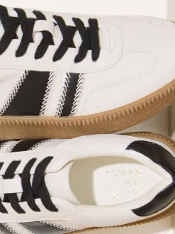 Wit/zwart - Friends Like These Lace Up Retro Gumsole Sports Trainers