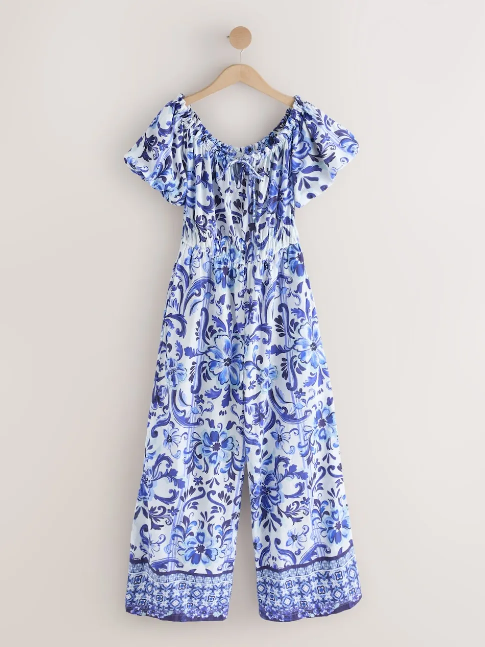 Wit/zwart - Jumpsuit met blote schouder