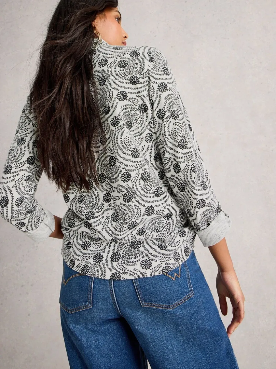 Wit/zwart - White Stuff jersey Annie overhemd