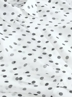 Wit/zwart met stippen - Overhemd met doorschijnende lange mouwen