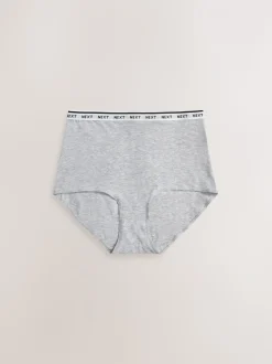 Wit/zwart/grijs - 4 Katoenen slipjes met logotailleband