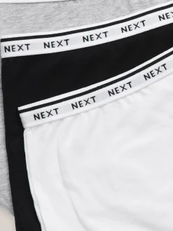 Wit/zwart/grijs - 4 Katoenen slipjes met logotailleband