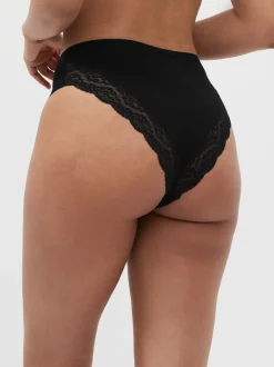 Wit/zwart/grijs - Katoenen kanten slipjes 4 stuks