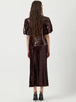 Y.A.S Red Sequin Maxi Skirt