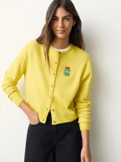 Yellow Pickles Embroidery - Gebreid vest met ronde hals