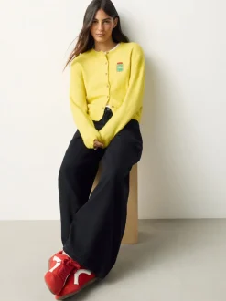Yellow Pickles Embroidery - Gebreid vest met ronde hals