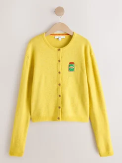 Yellow Pickles Embroidery - Gebreid vest met ronde hals