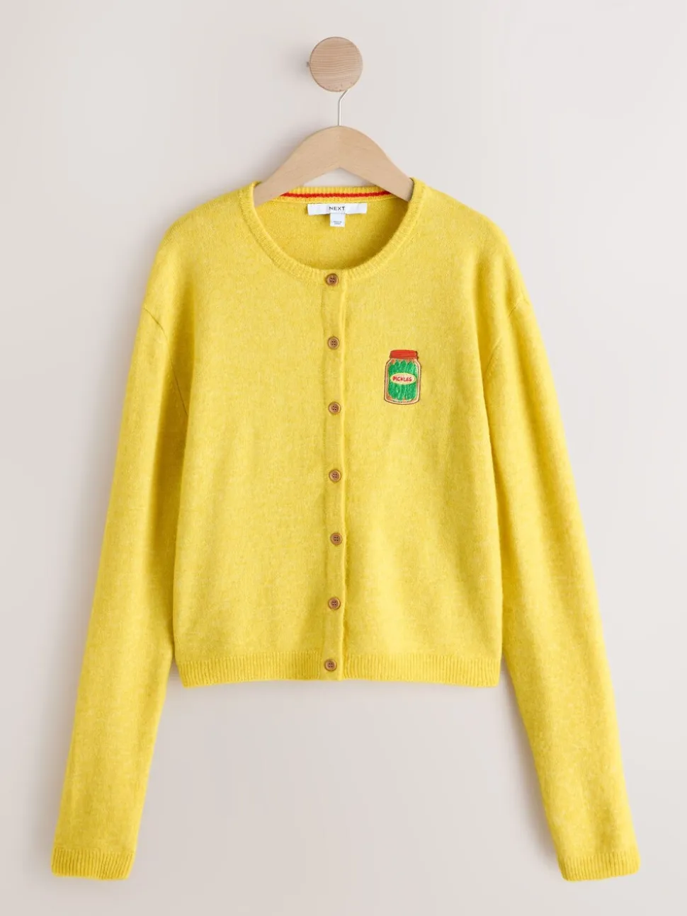Yellow Pickles Embroidery - Gebreid vest met ronde hals