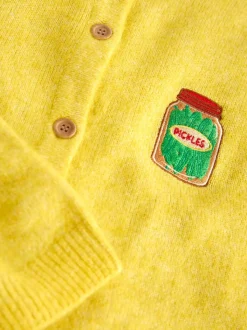 Yellow Pickles Embroidery - Gebreid vest met ronde hals