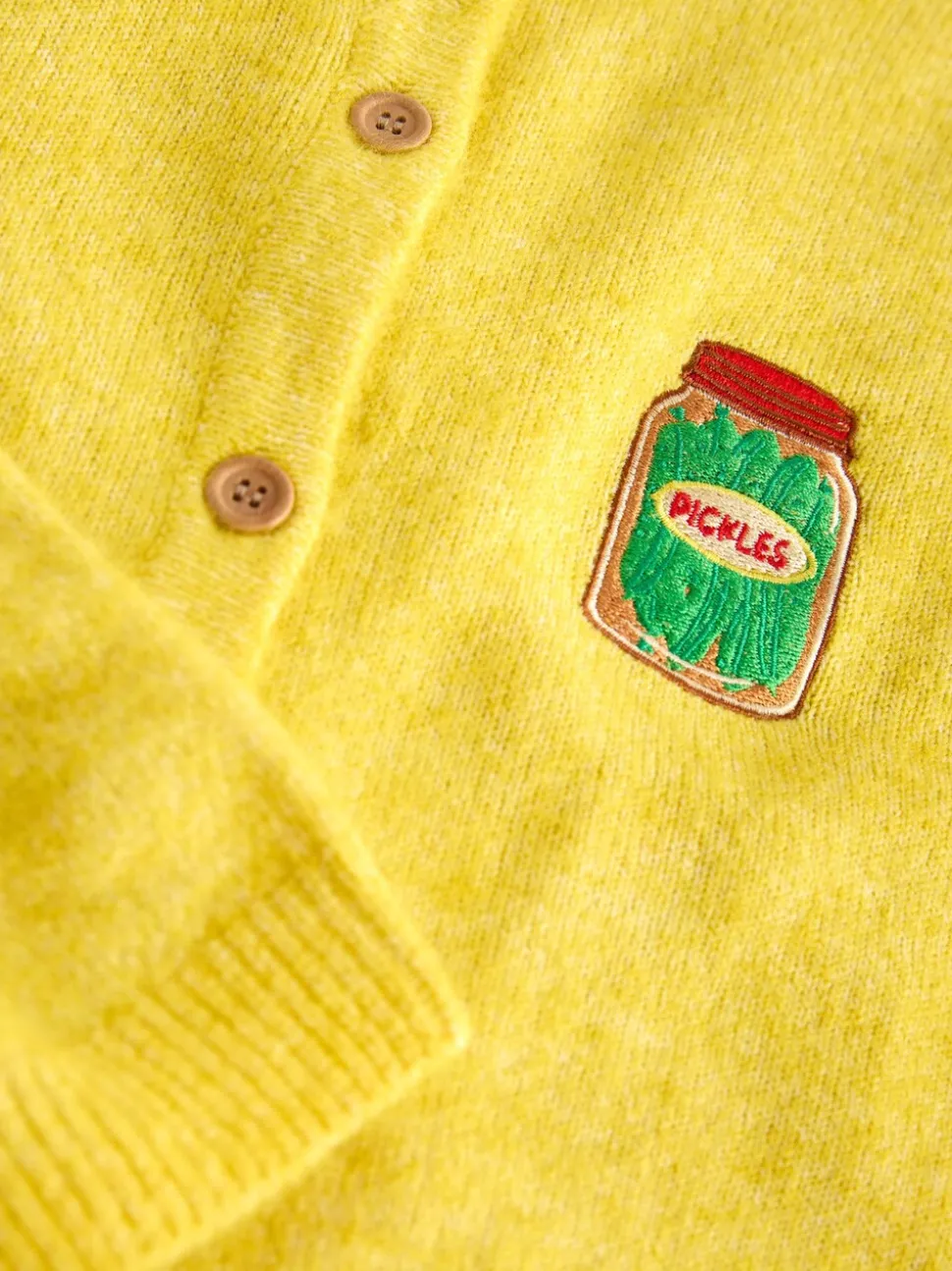 Yellow Pickles Embroidery - Gebreid vest met ronde hals