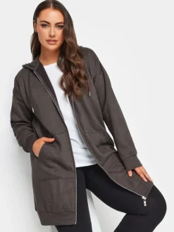 Yours - Curve - Lange hoody met rits